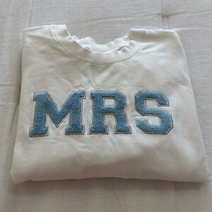 MRS. Embroidered Varsity Letter Patch Crewneck